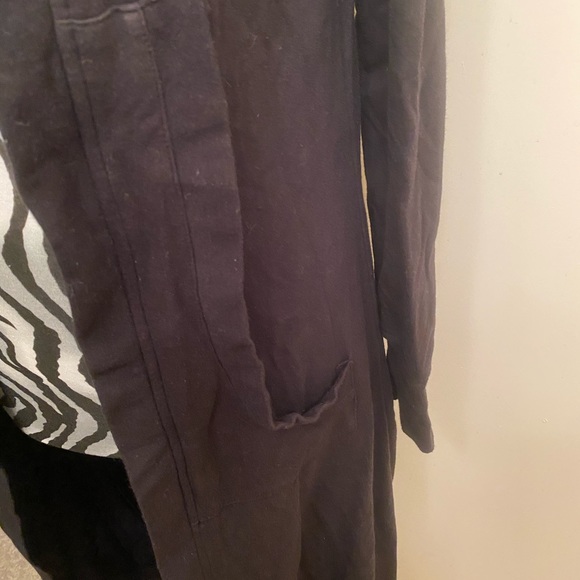 Long (ankle) length black fleece cardigan - Picture 2 of 3